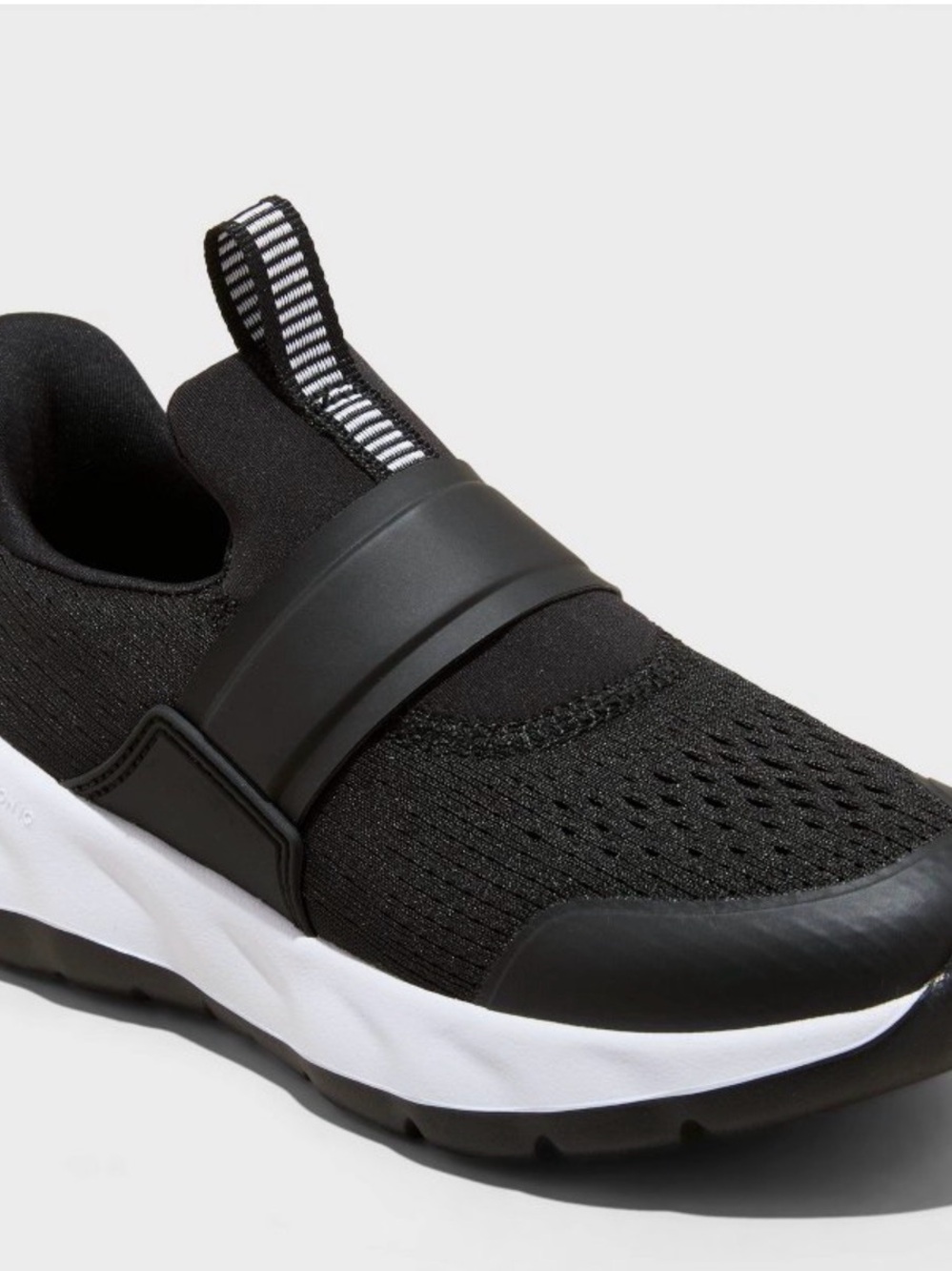 all in motion Black Slip-On Kids Sneakers with White Sole